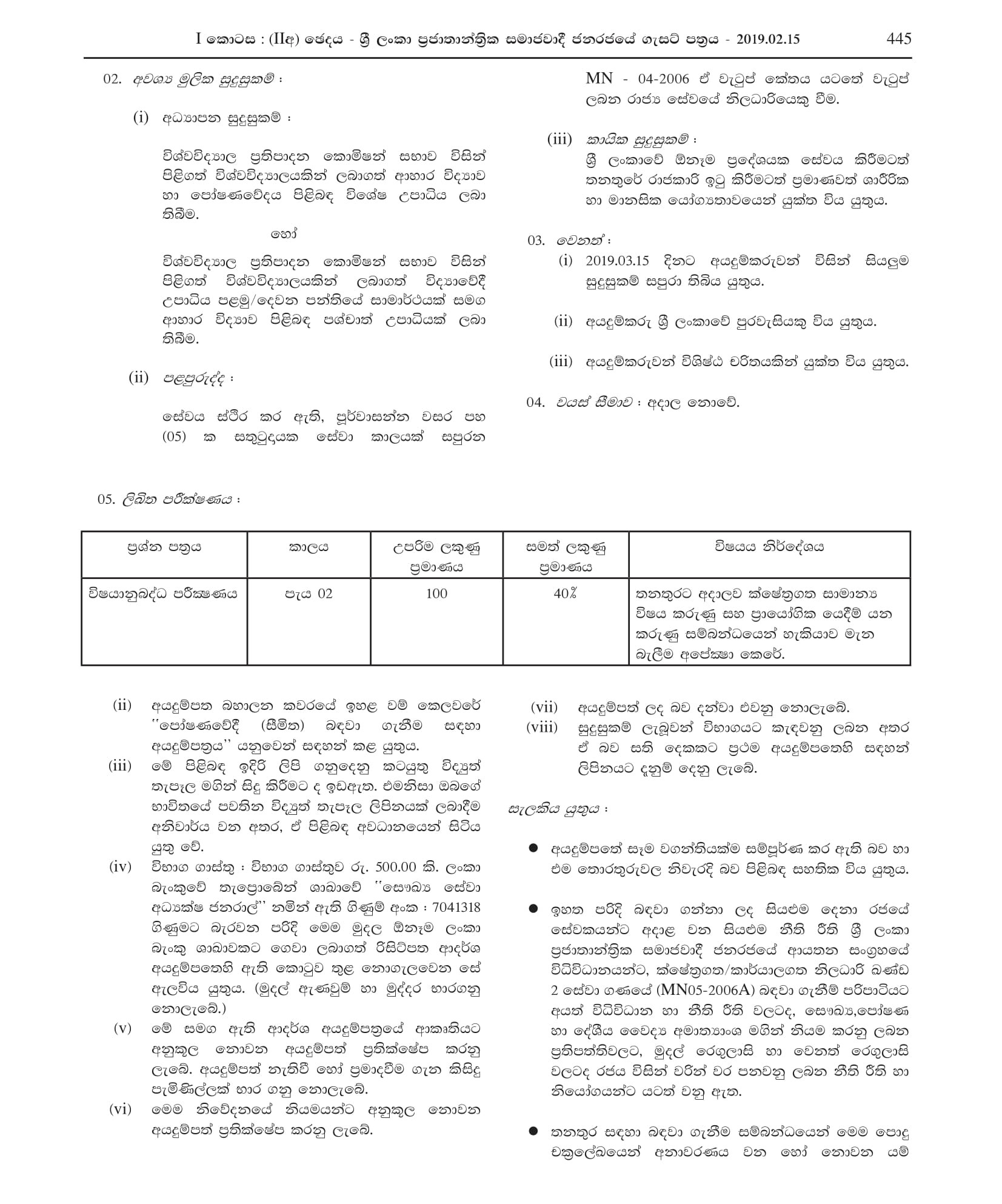 Nutritionist (Limited) - Ministry of Health, Nutrition & Indigenous Medicine